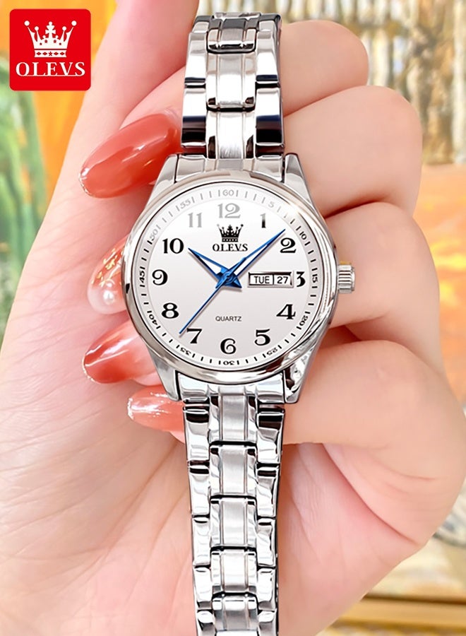 أوليفز ساعة نسائية أنيقة، ساعة كوارتز، مصنوعة من الفولاذ المقاوم للصدأ، مقاومة للماء، تناظرية، عرض التاريخ كبير وسهل القراءة، ساعة كوارتز أنيقة للسيدات - Image 1